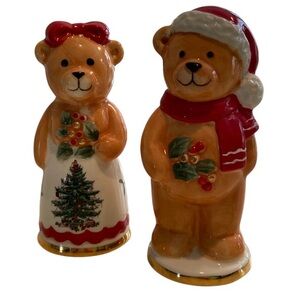 Spode Holiday Bear Figurine Set - Red, White, and Brown